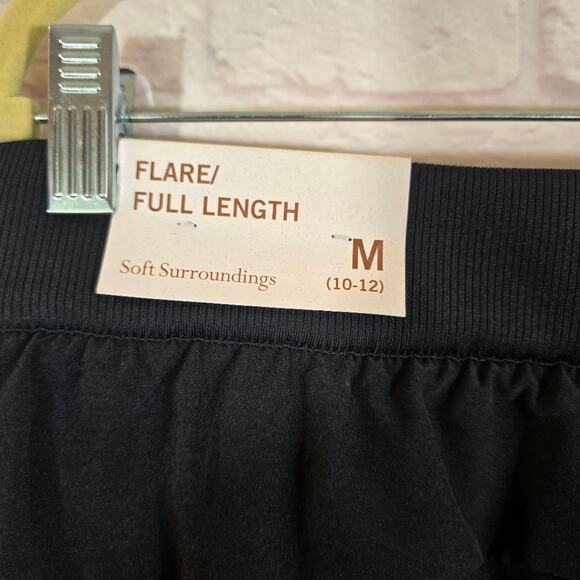 MO Soft Surroundings Black Flare Full Length Pants NWT Sz M 10 12 Active Pull On - Picture 8 of 12